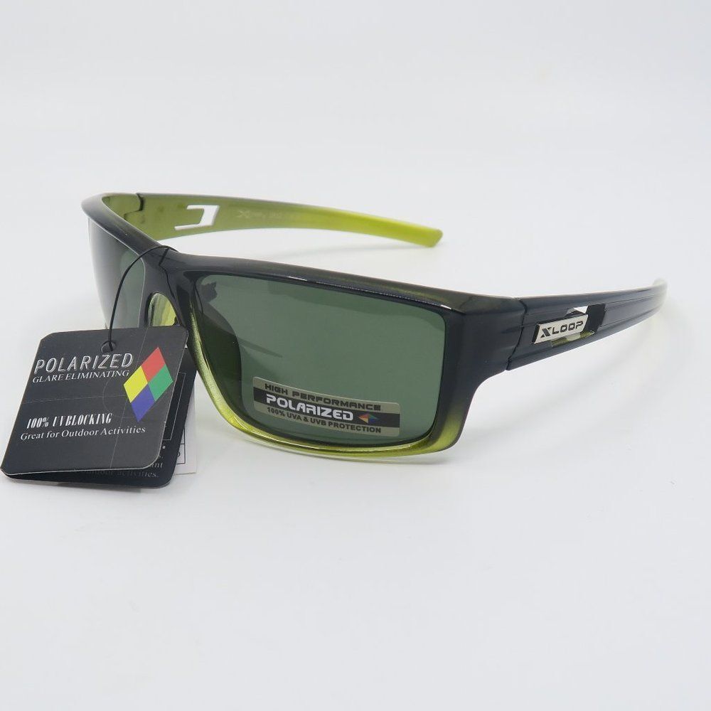Polarized Xloop Black-Translucent Green/Green Lens Men Sunglasses
